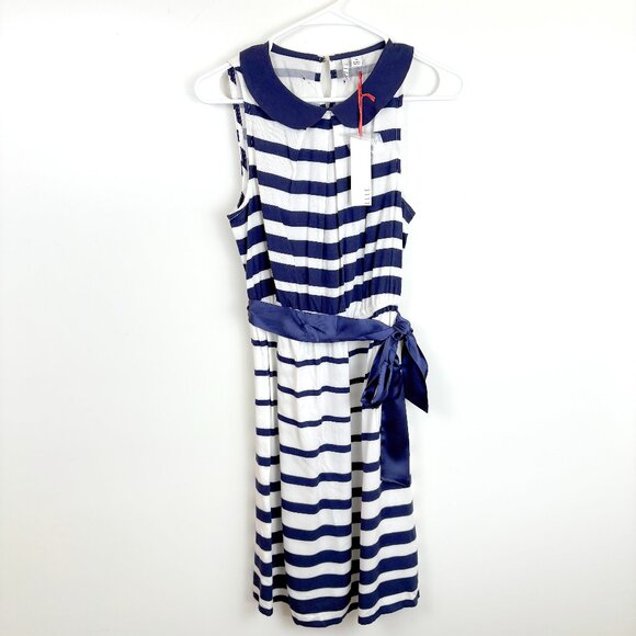 Elle Stripped Navy Sailor Dress XS Nautical Preppy NWT - Picture 3 of 11